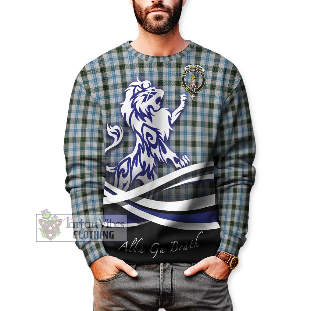 Henderson Dress Tartan Sweatshirt with Alba Gu Brath Regal Lion Emblem Unisex - Tartanvibesclothing Shop