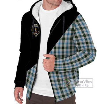 Henderson Dress Tartan Sherpa Hoodie with Family Crest and Military Logo Style