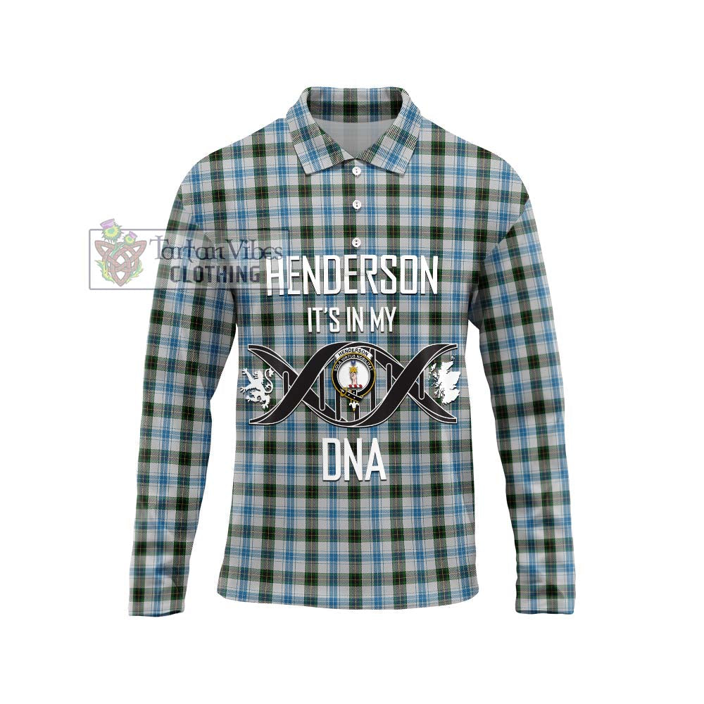 Henderson Dress Tartan Long Sleeve Polo Shirt with Family Crest DNA In Me Style Unisex - Tartanvibesclothing Shop