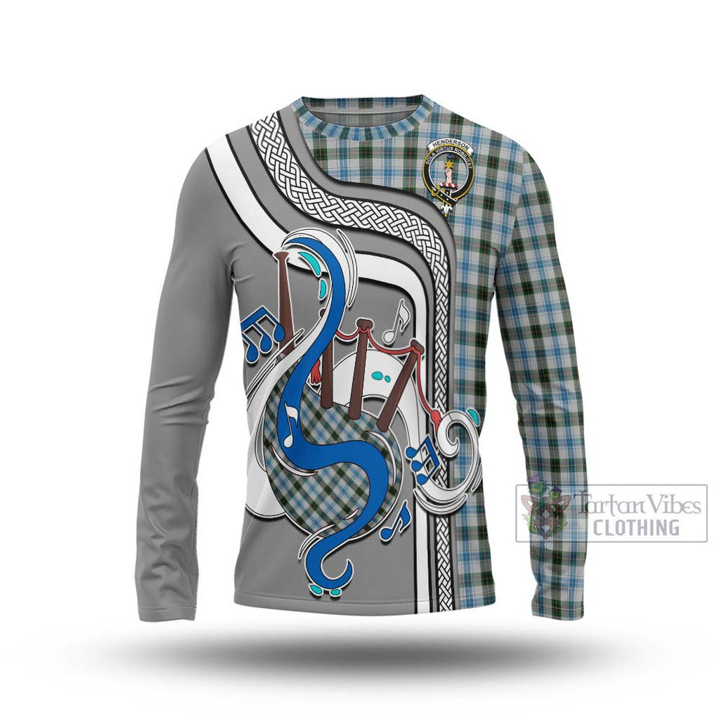 Tartan Vibes Clothing Henderson Dress Tartan Long Sleeve T-Shirt with Epic Bagpipe Style