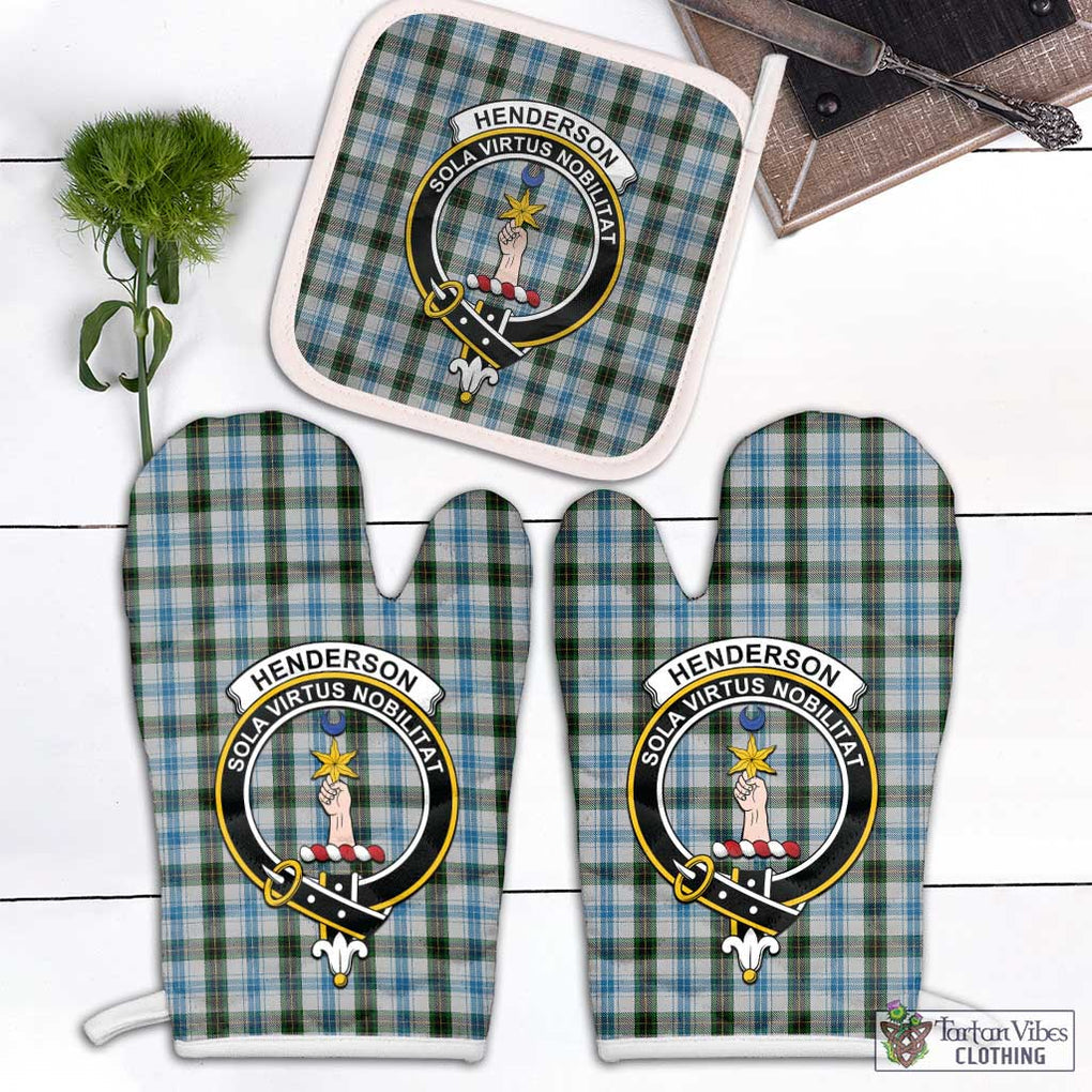 Henderson Dress Tartan Combo Oven Mitt & Pot-Holder with Family Crest Combo 1 Oven Mitt & 1 Pot-Holder White - Tartan Vibes Clothing