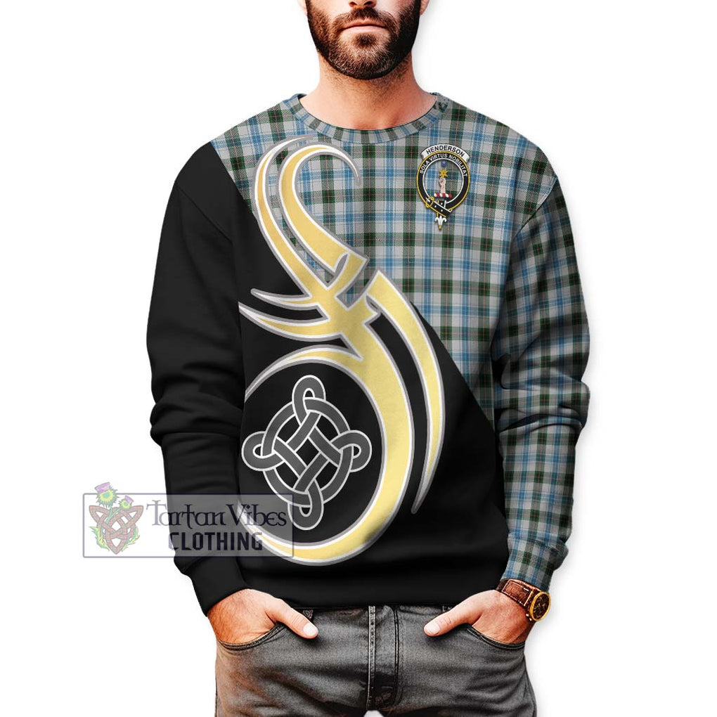 Henderson Dress Tartan Sweatshirt with Family Crest and Celtic Symbol Style Unisex - Tartan Vibes Clothing