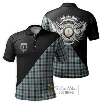 Henderson Dress Tartan Polo Shirt with Family Crest and Military Logo Style