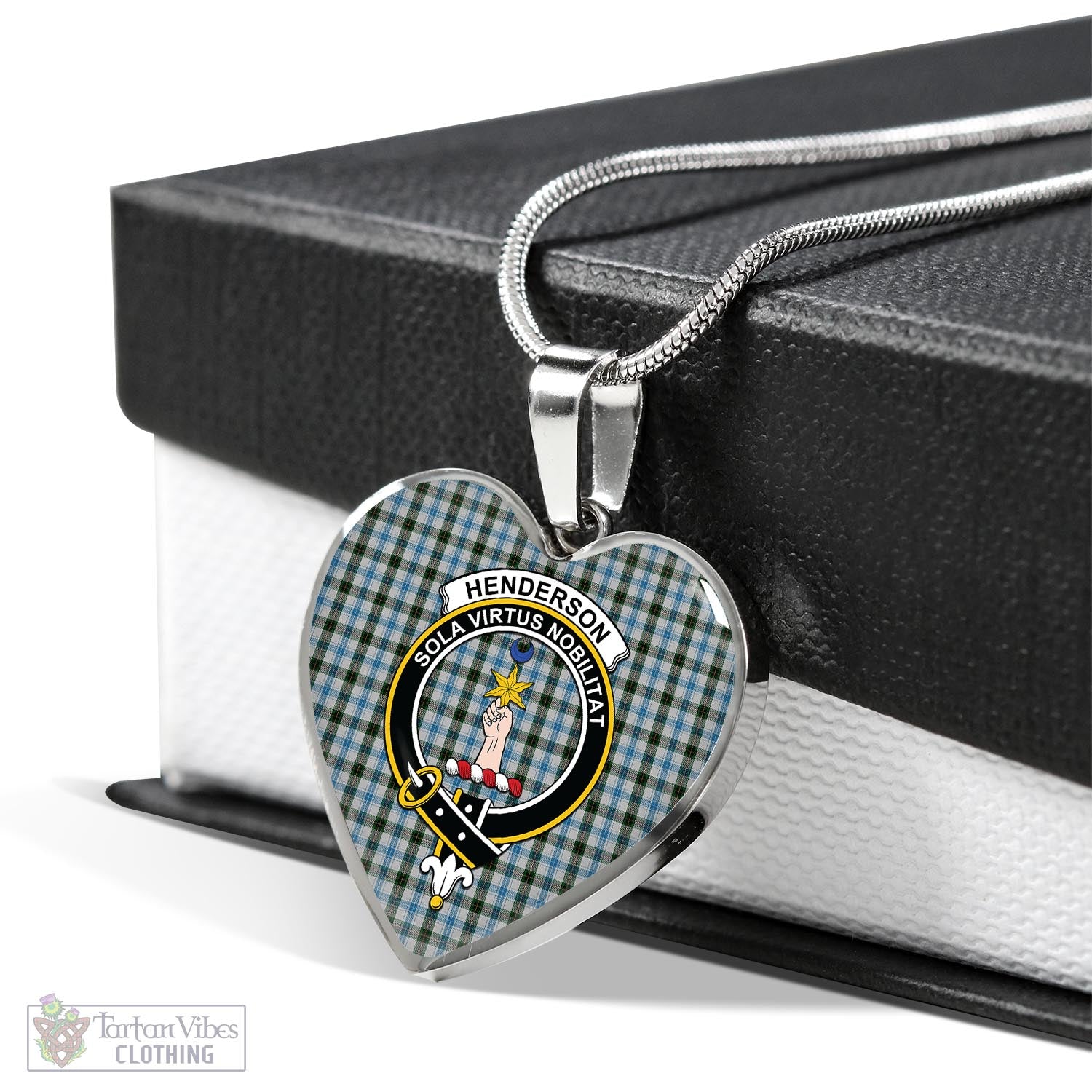 Tartan Vibes Clothing Henderson Dress Tartan Heart Necklace with Family Crest