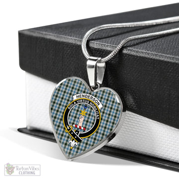 Henderson Dress Tartan Heart Necklace with Family Crest