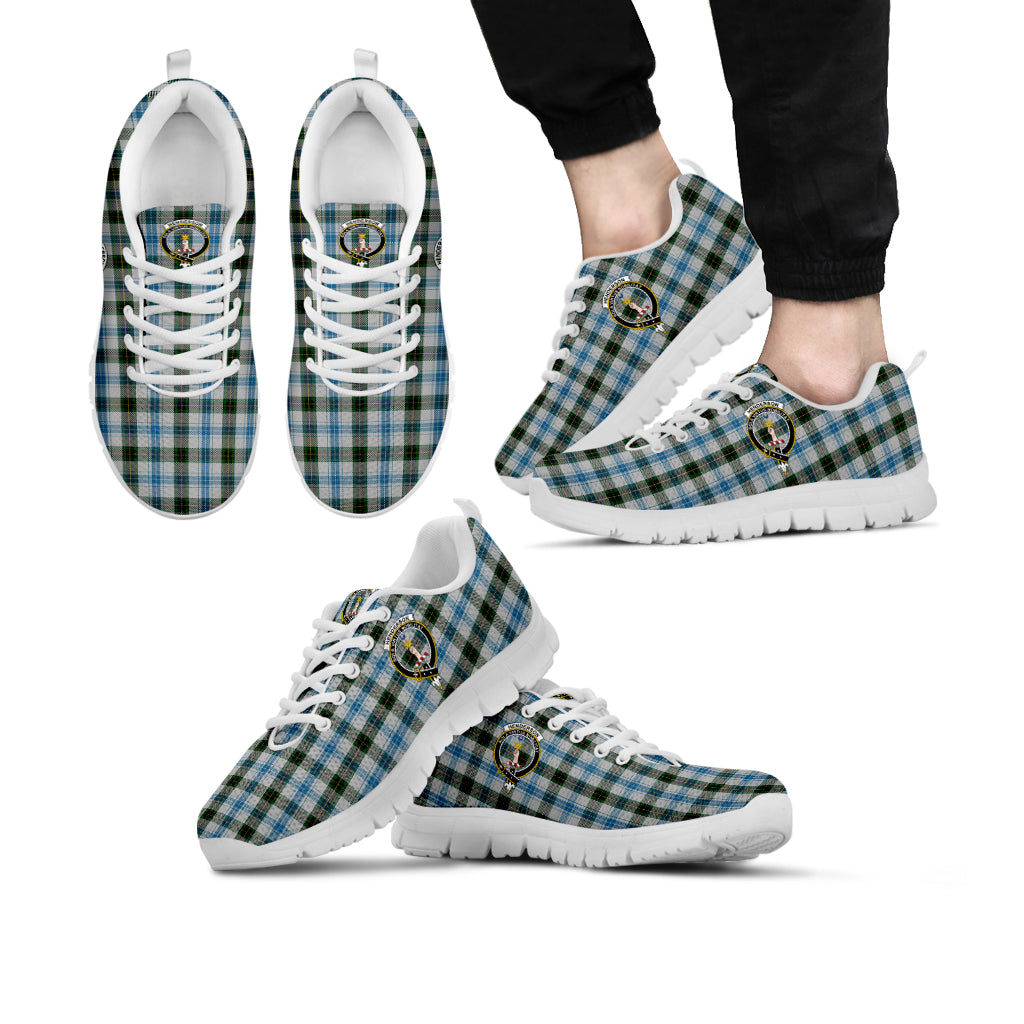 Henderson Dress Tartan Sneakers with Family Crest Kid's Sneakers - Tartan Vibes Clothing