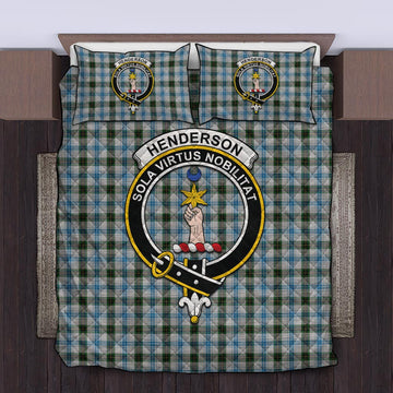 Henderson Dress Tartan Quilt Bed Set with Family Crest