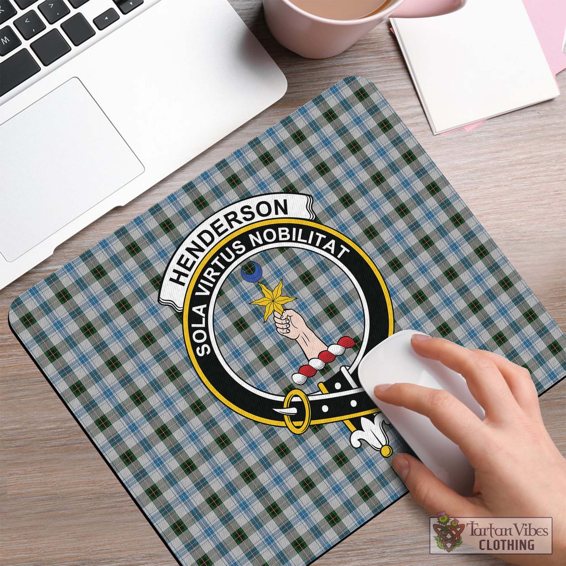 Tartan Vibes Clothing Henderson Dress Tartan Mouse Pad with Family Crest