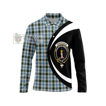 Henderson Dress Tartan Long Sleeve Polo Shirt with Family Crest Circle Style