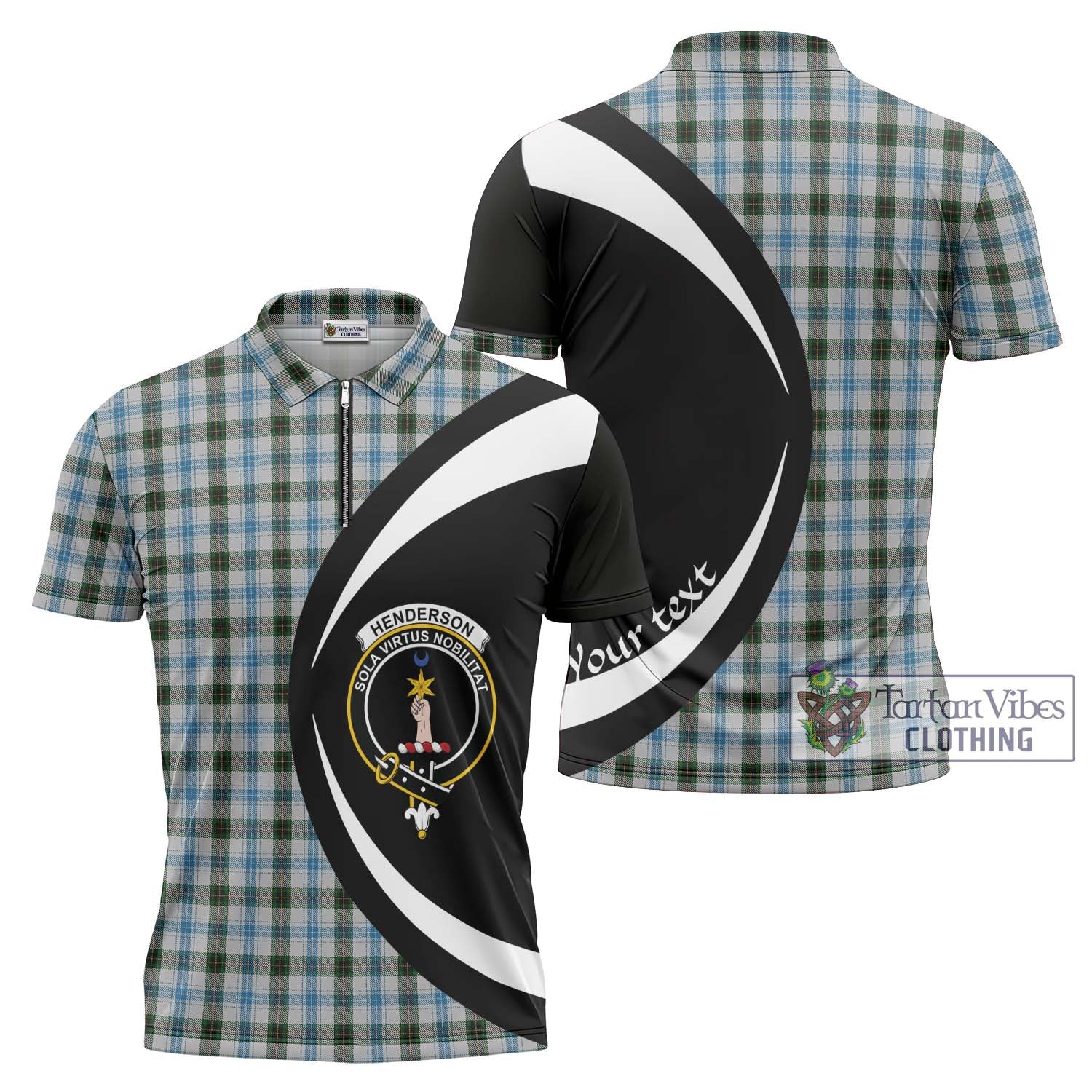 Tartan Vibes Clothing Henderson Dress Tartan Zipper Polo Shirt with Family Crest Circle Style