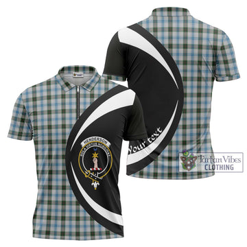 Henderson Dress Tartan Zipper Polo Shirt with Family Crest Circle Style