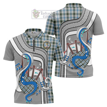 Henderson Dress Tartan Zipper Polo Shirt with Epic Bagpipe Style