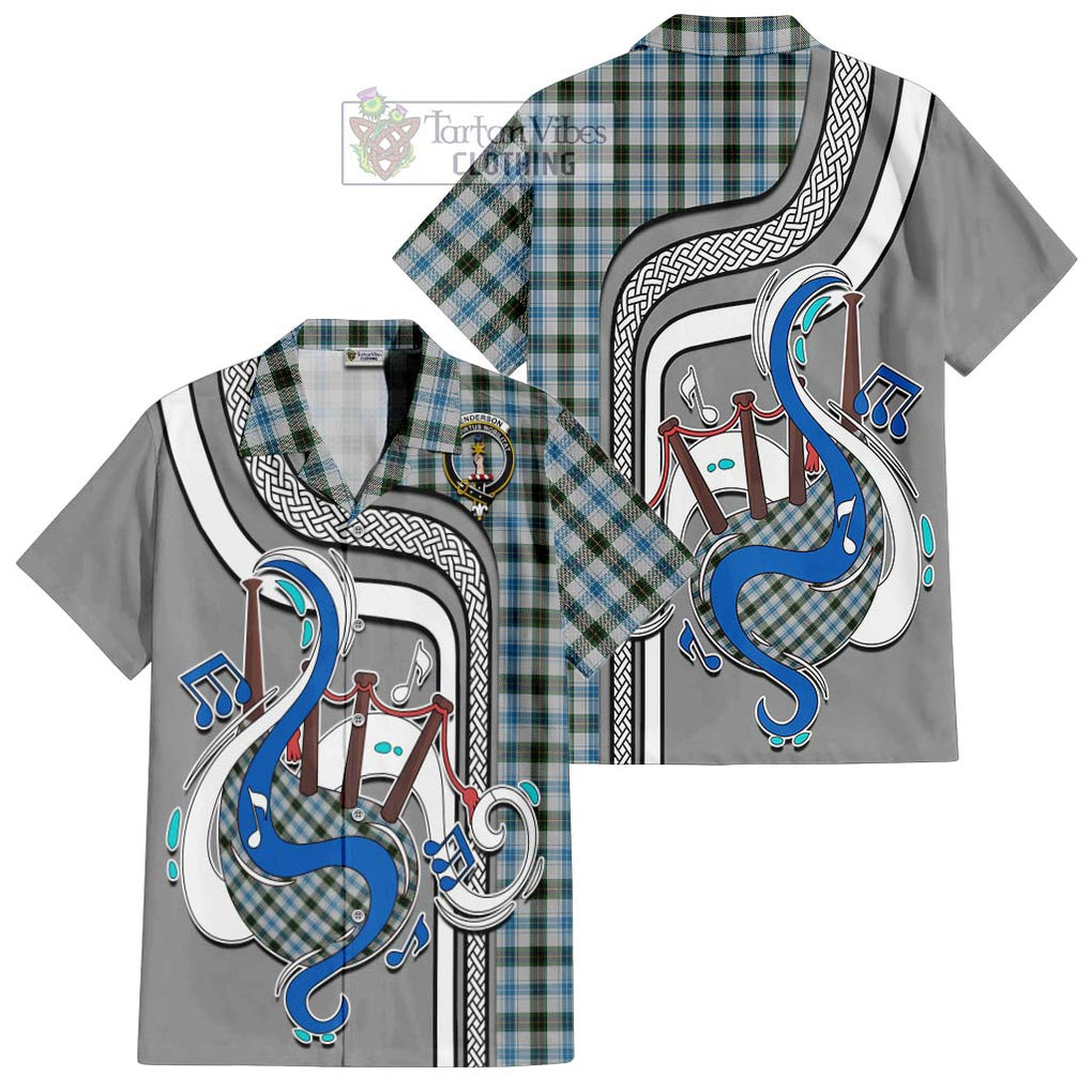 Henderson Dress Tartan Short Sleeve Button Shirt with Epic Bagpipe Style Kid - Tartanvibesclothing Shop