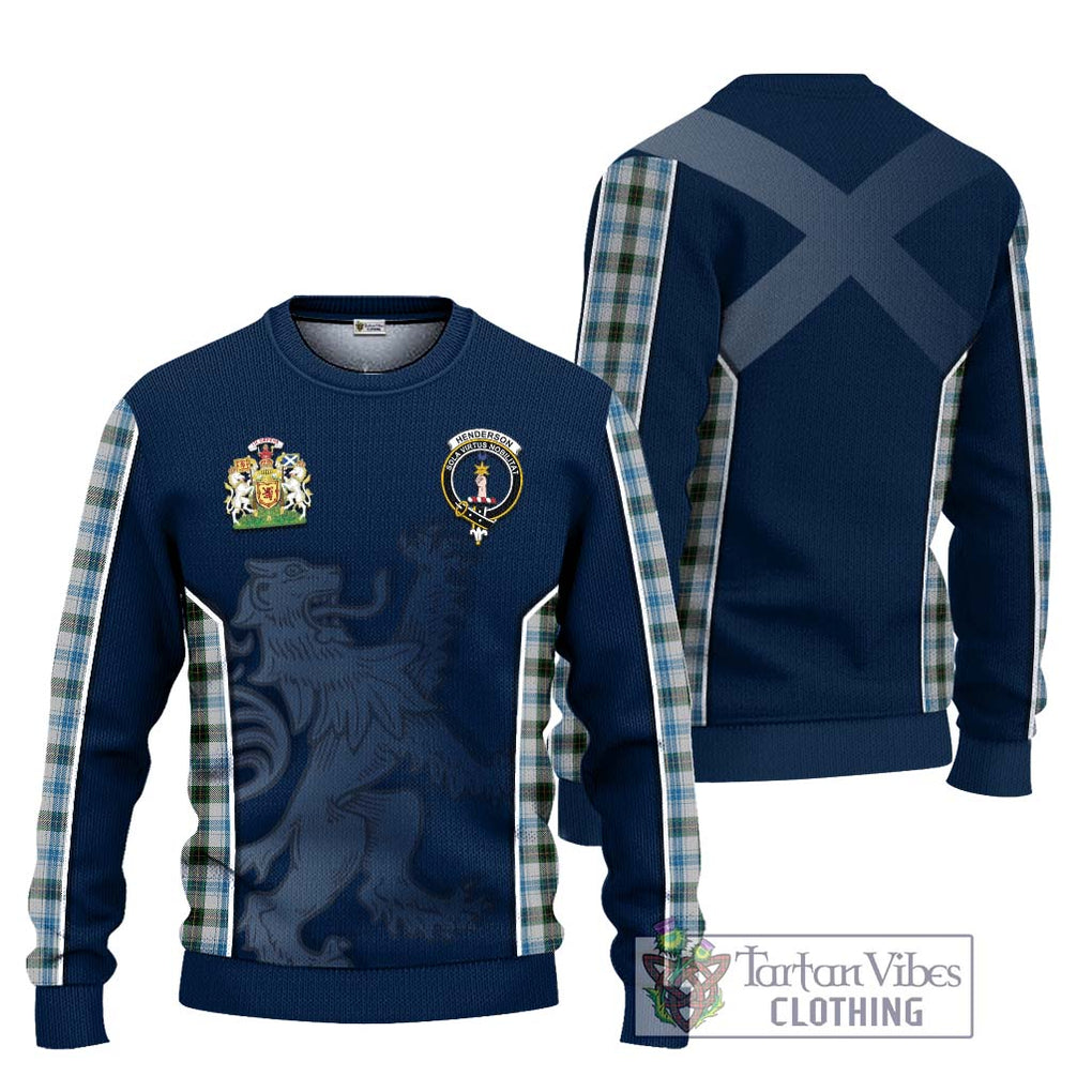 Henderson Dress Tartan Knitted Sweater with Family Crest and Lion Rampant Vibes Sport Style Unisex - Tartan Vibes Clothing