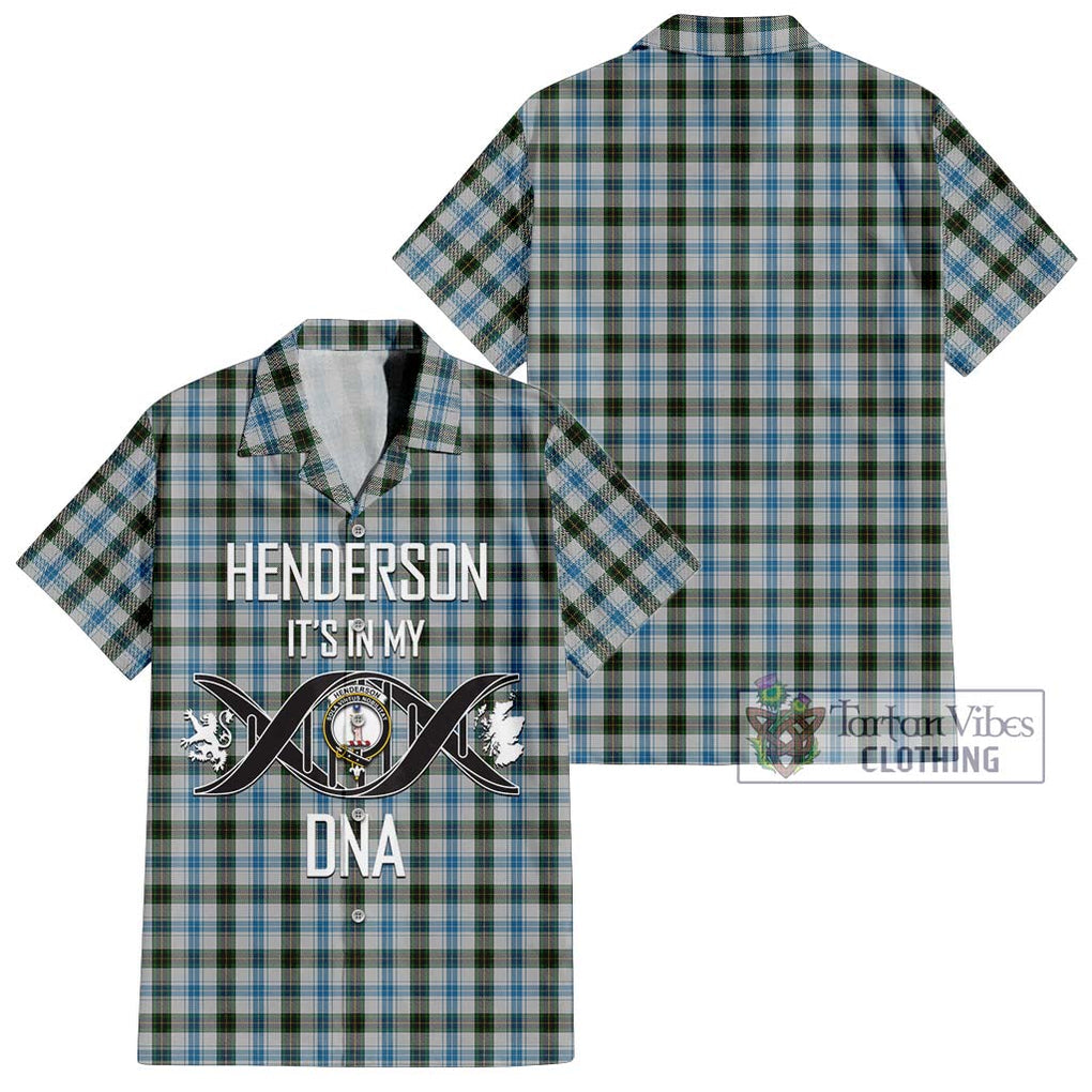 Henderson Dress Tartan Short Sleeve Button Shirt with Family Crest DNA In Me Style Kid - Tartanvibesclothing Shop