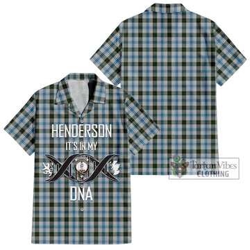 Henderson Dress Tartan Short Sleeve Button Shirt with Family Crest DNA In Me Style