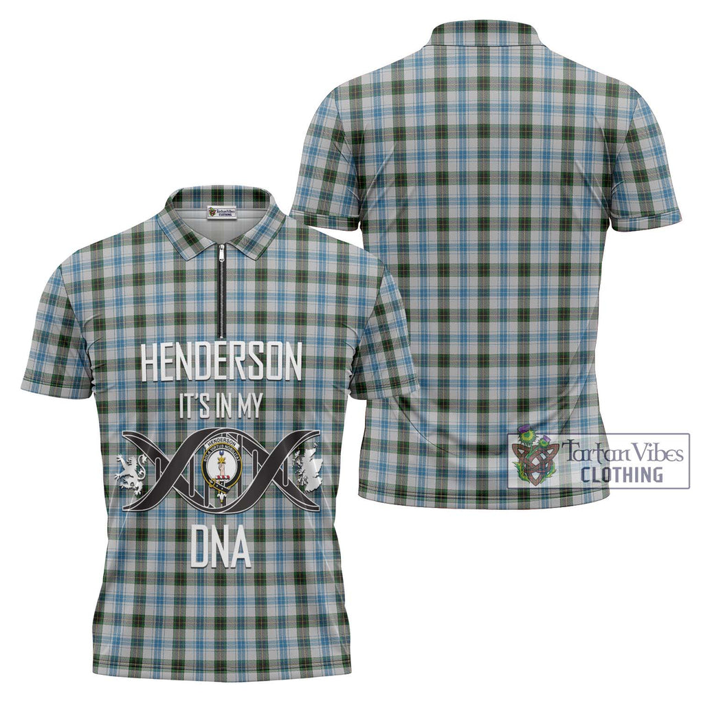 Henderson Dress Tartan Zipper Polo Shirt with Family Crest DNA In Me Style Unisex - Tartanvibesclothing Shop