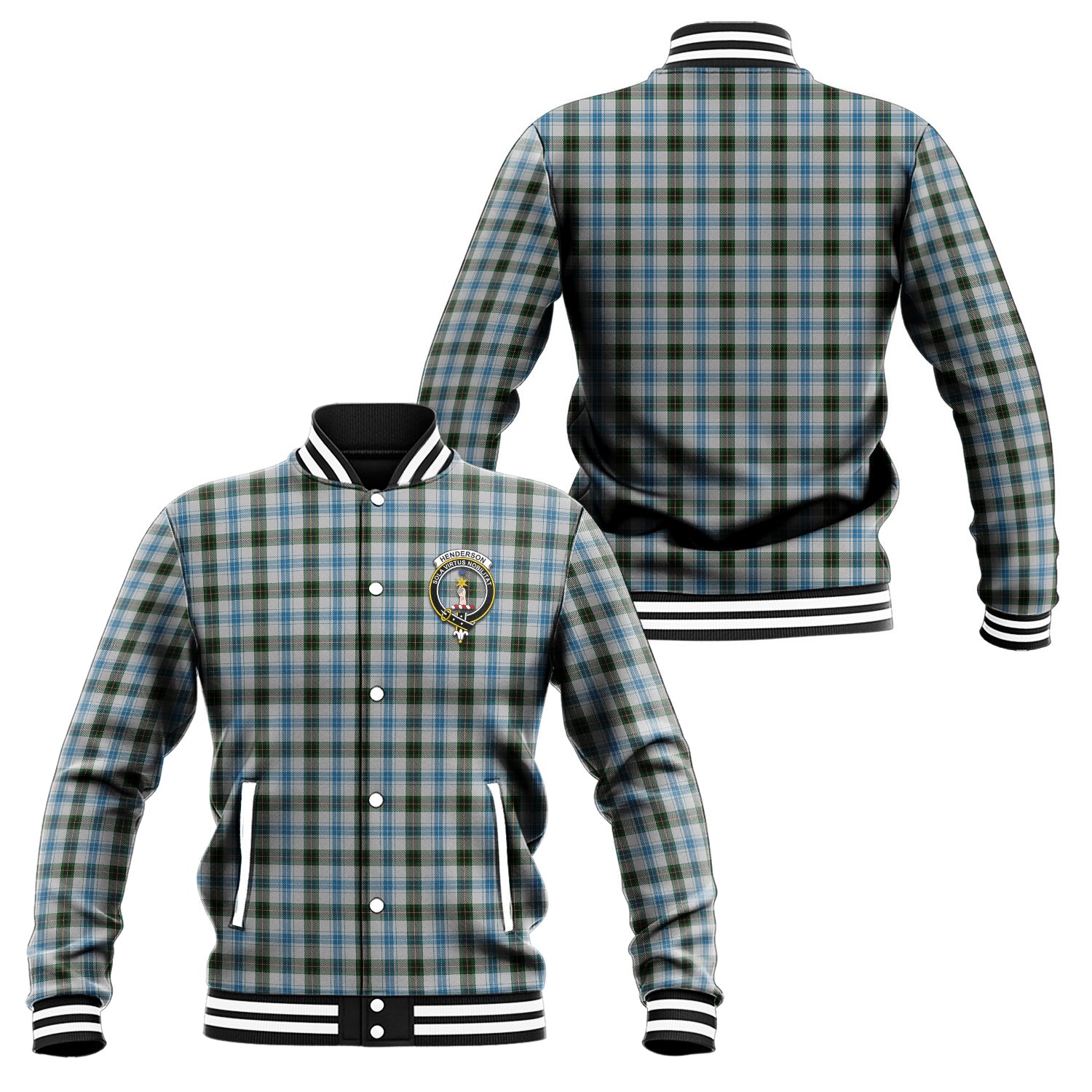 Henderson Dress Tartan Baseball Jacket with Family Crest Unisex - Tartan Vibes Clothing