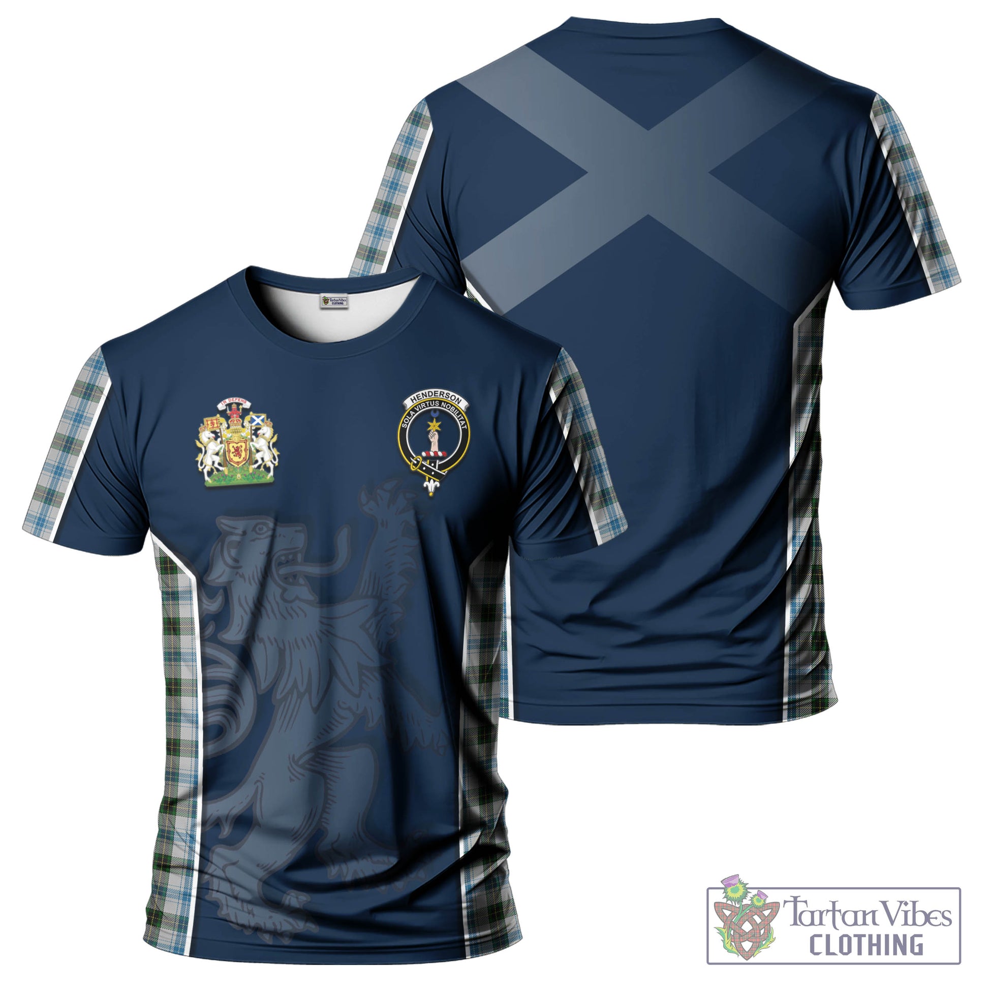 Tartan Vibes Clothing Henderson Dress Tartan T-Shirt with Family Crest and Lion Rampant Vibes Sport Style