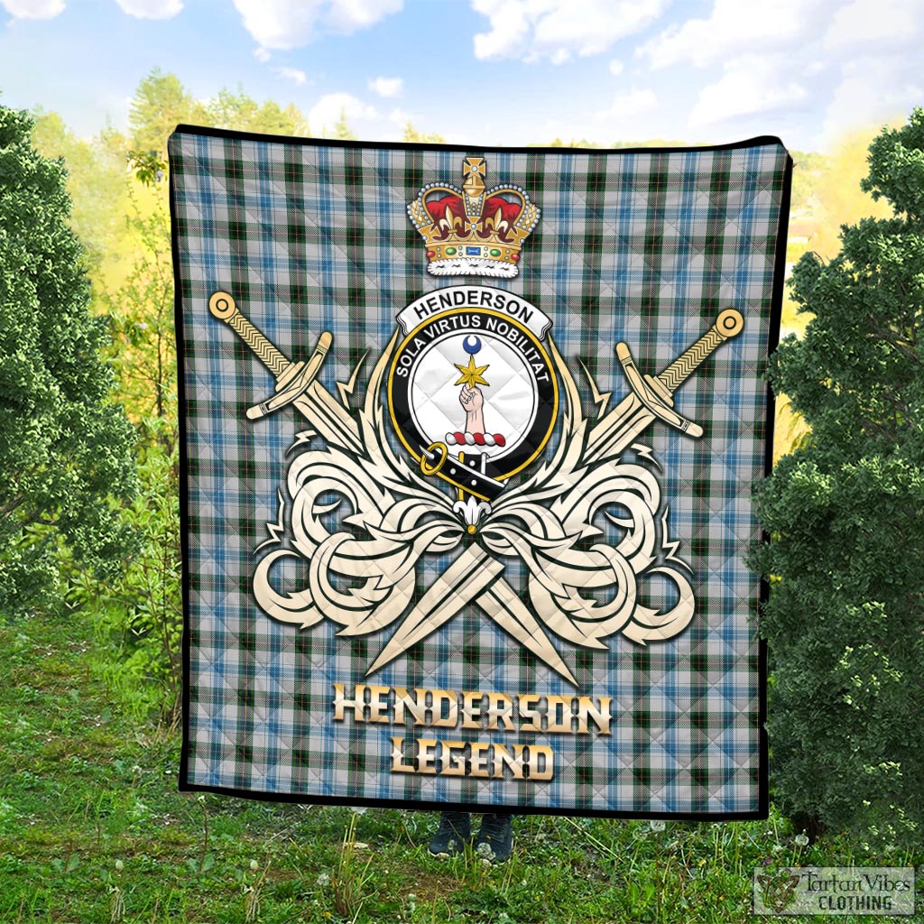 Tartan Vibes Clothing Henderson Dress Tartan Quilt with Clan Crest and the Golden Sword of Courageous Legacy