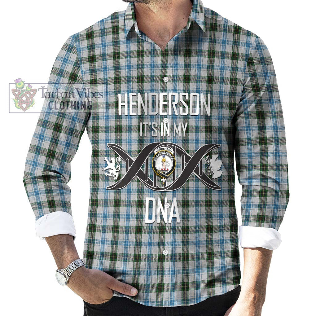 Henderson Dress Tartan Long Sleeve Button Shirt with Family Crest DNA In Me Style Men's Shirt S - Tartanvibesclothing Shop