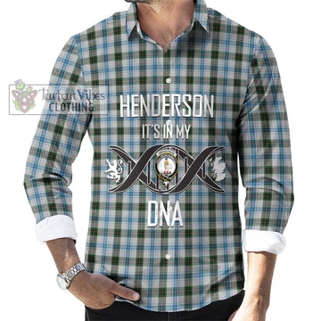 Henderson Dress Tartan Long Sleeve Button Shirt with Family Crest DNA In Me Style