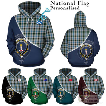 Henderson Dress Tartan Hoodie with Personalised National Flag and Family Crest Half Style