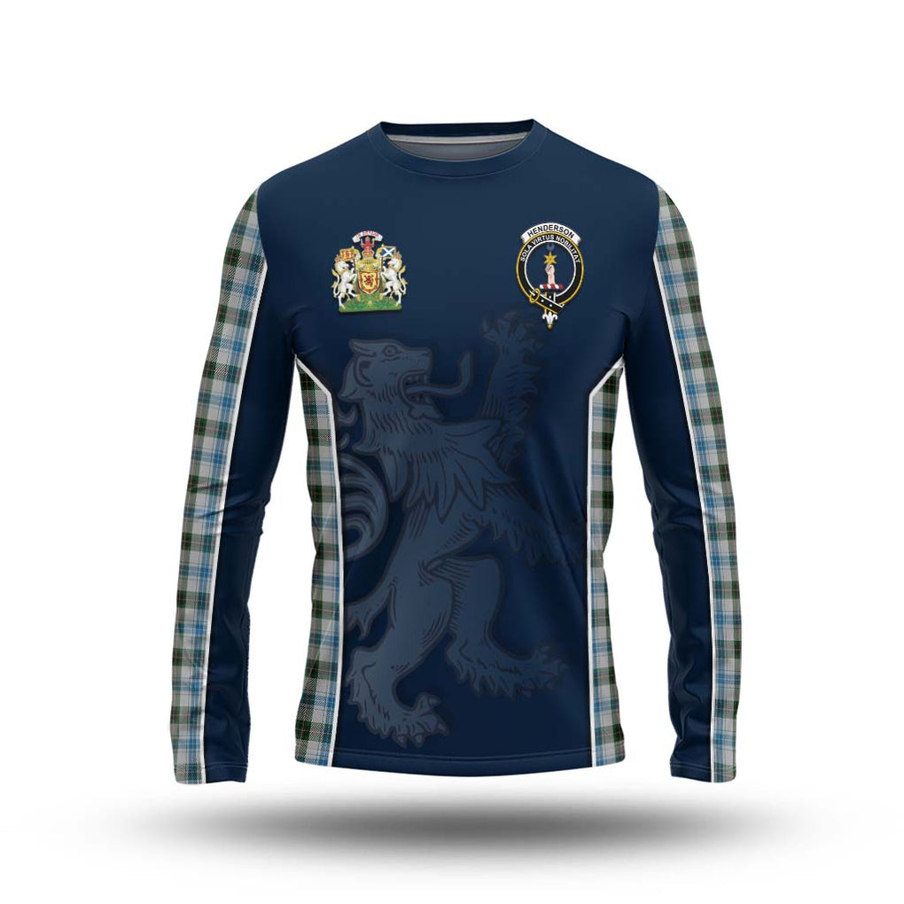 Henderson Dress Tartan Long Sleeve T-Shirt with Family Crest and Lion Rampant Vibes Sport Style Unisex - Tartan Vibes Clothing