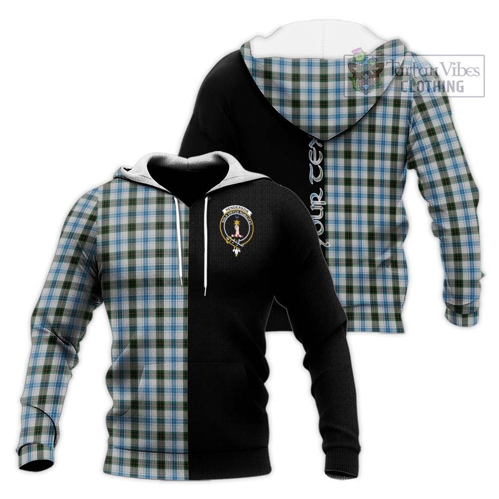 Henderson Dress Tartan Knitted Hoodie with Family Crest and Half Of Me Style Unisex Knitted Pullover Hoodie - Tartanvibesclothing Shop