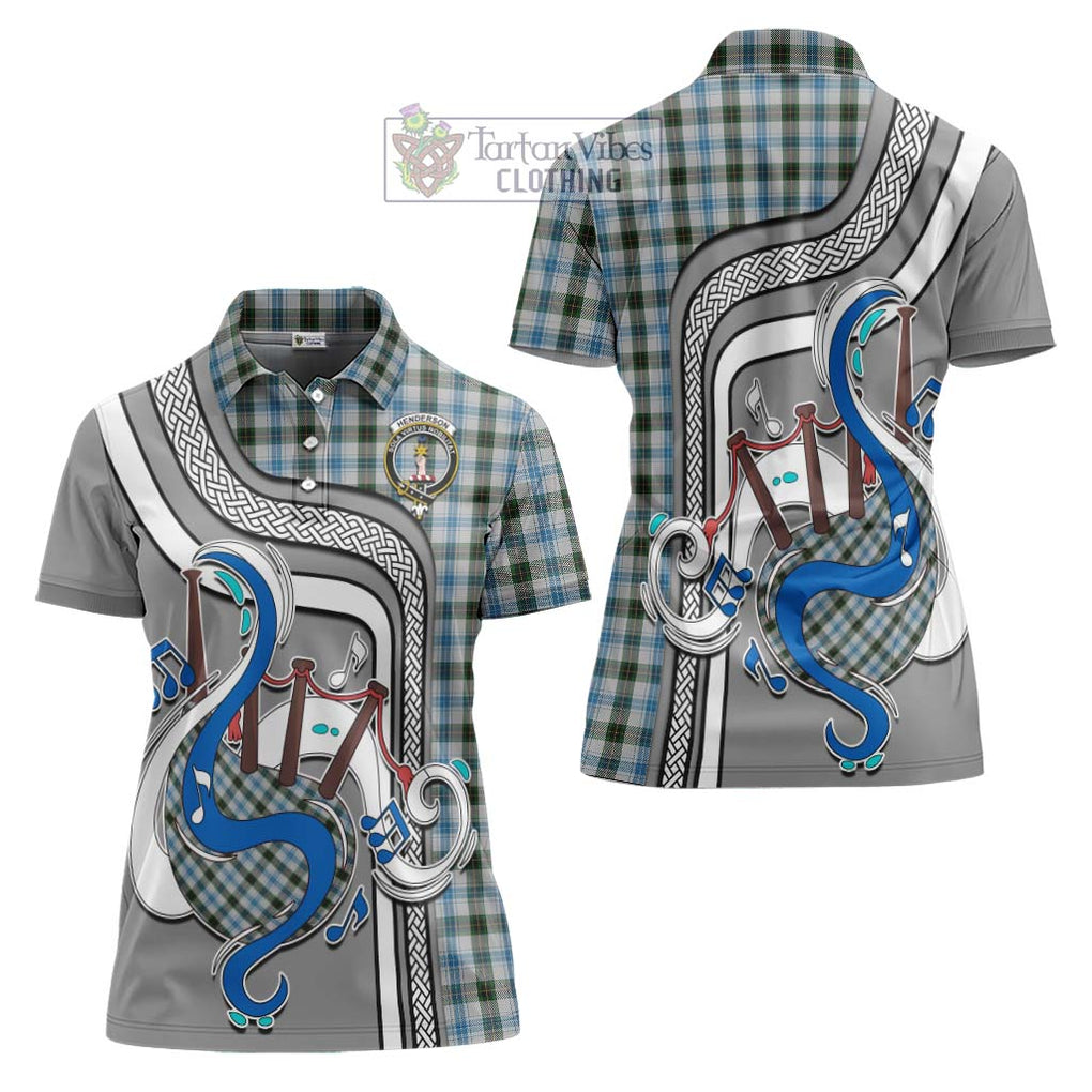 Henderson Dress Tartan Women's Polo Shirt with Epic Bagpipe Style Women - Tartanvibesclothing Shop