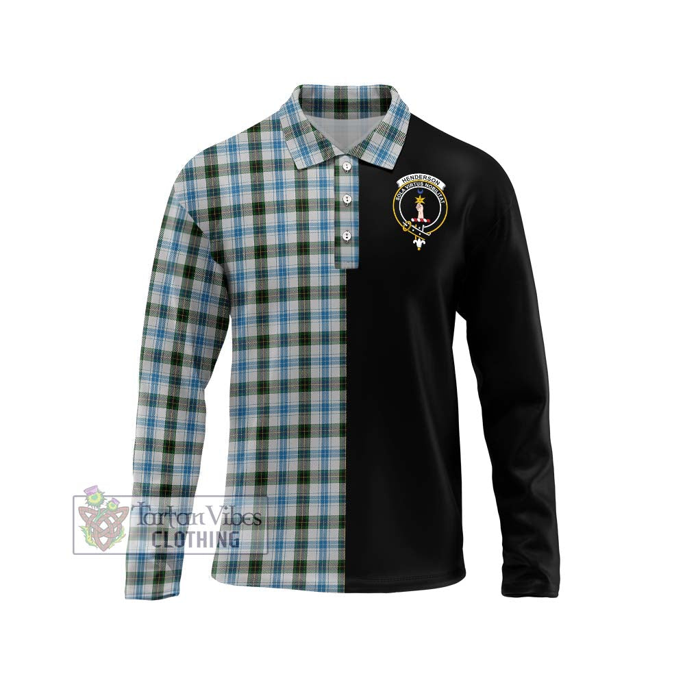 Henderson Dress Tartan Long Sleeve Polo Shirt with Family Crest and Half Of Me Style Unisex - Tartanvibesclothing Shop