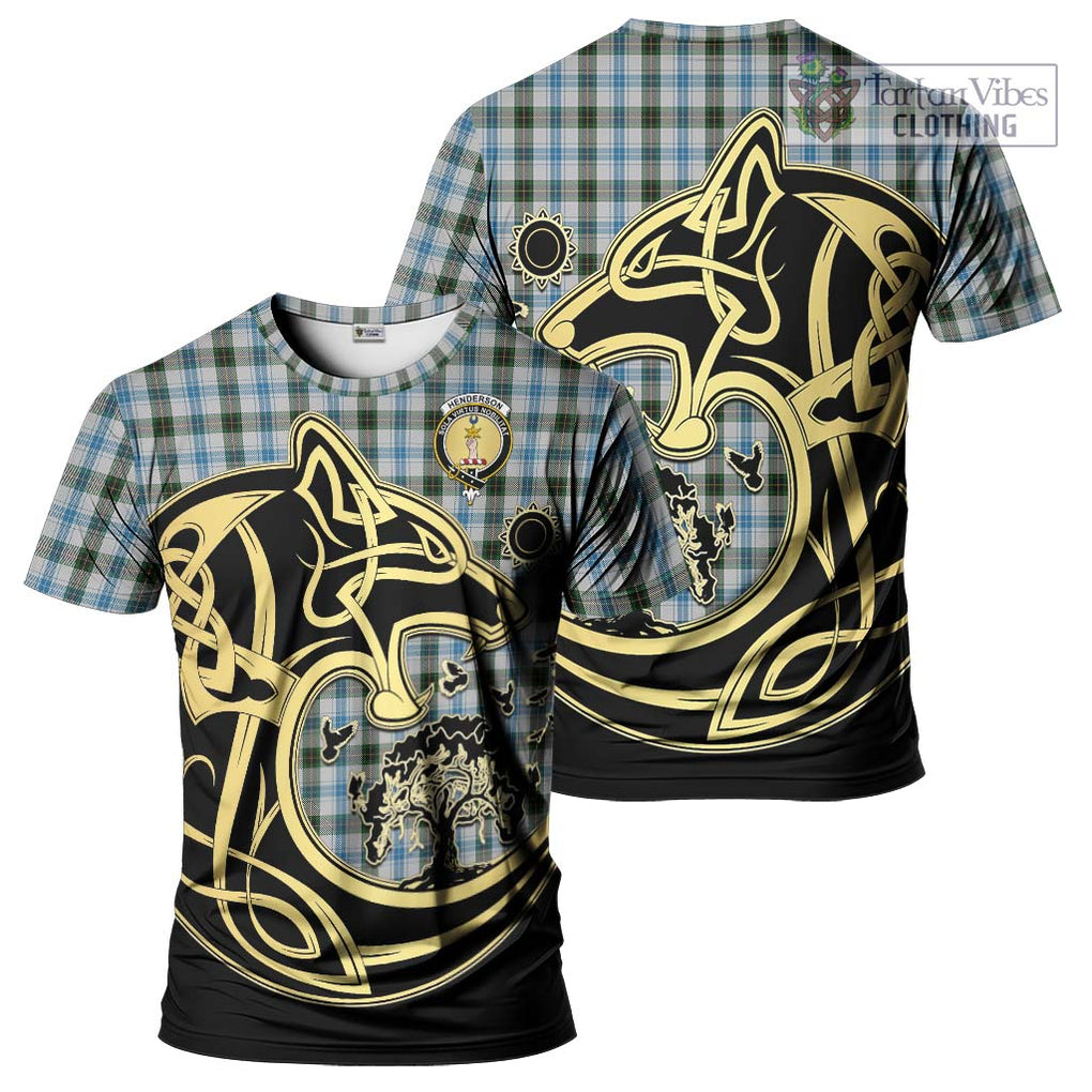 Henderson Dress Tartan T-Shirt with Family Crest Celtic Wolf Style Kid's Shirt - Tartan Vibes Clothing