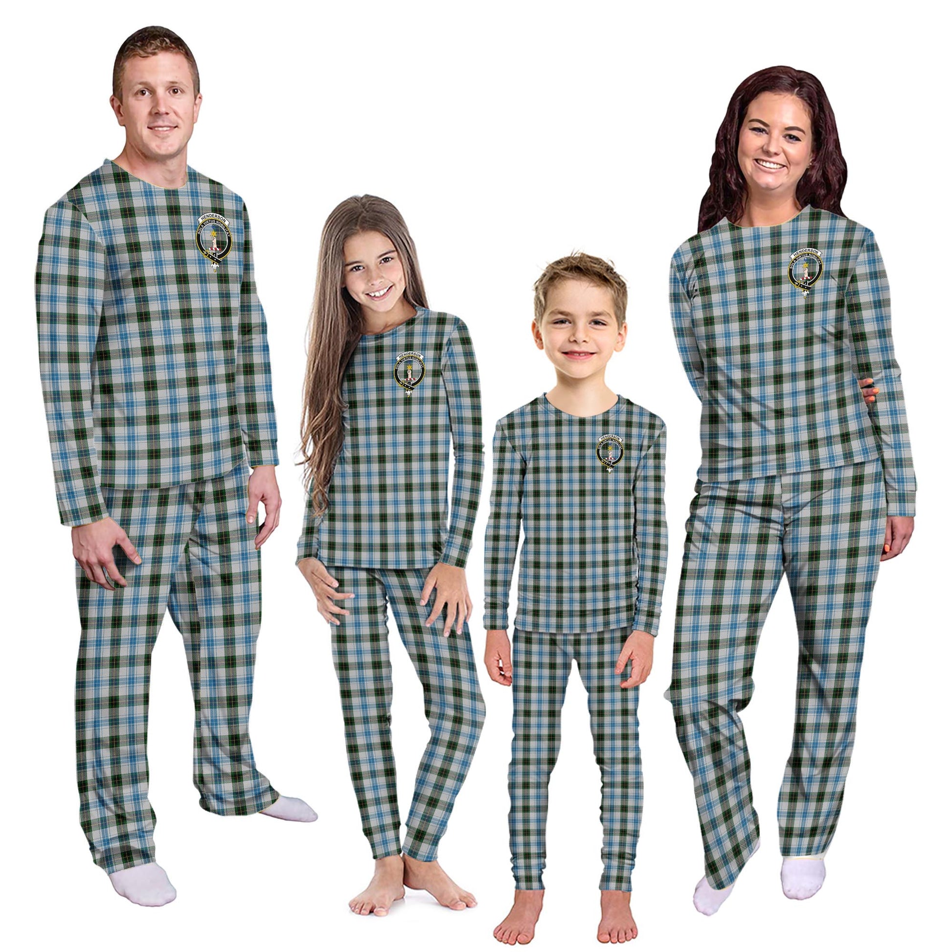 Henderson Dress Tartan Pajamas Family Set with Family Crest Kid - Tartan Vibes Clothing