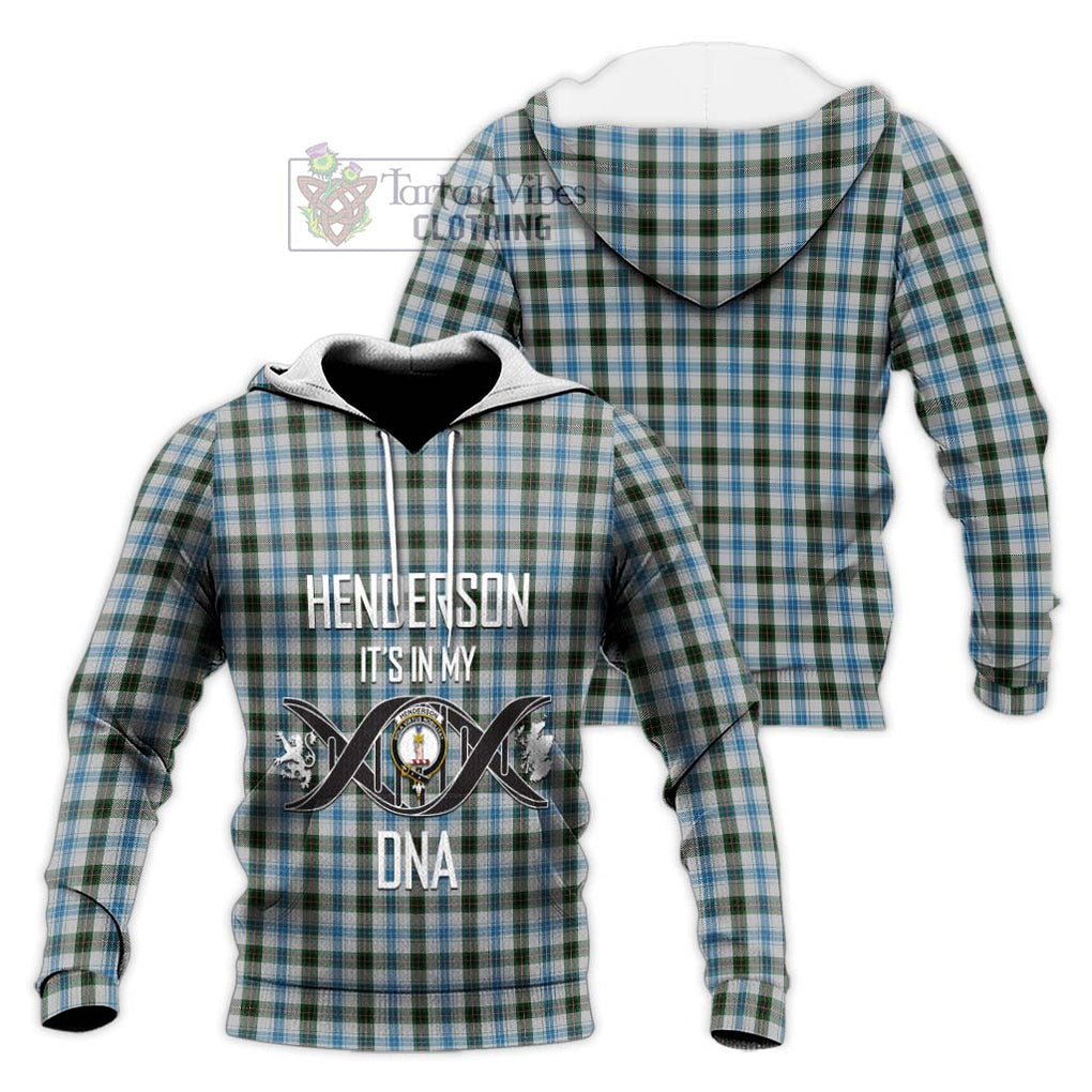 Henderson Dress Tartan Knitted Hoodie with Family Crest DNA In Me Style Unisex Knitted Pullover Hoodie - Tartanvibesclothing Shop