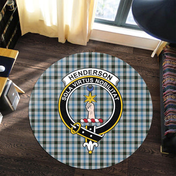 Henderson Dress Tartan Round Rug with Family Crest