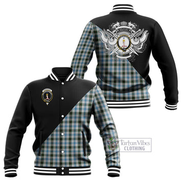 Henderson Dress Tartan Baseball Jacket with Family Crest and Military Logo Style