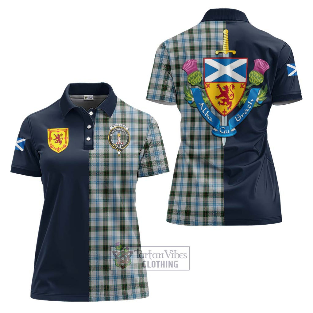 Tartan Vibes Clothing Henderson Dress Tartan Women's Polo Shirt with Scottish Lion Royal Arm Half Style