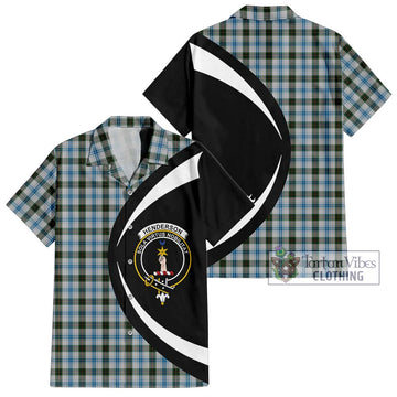 Henderson Dress Tartan Short Sleeve Button Up with Family Crest Circle Style