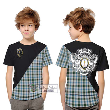 Henderson Dress Tartan Kid T-Shirt with Family Crest and Military Logo Style