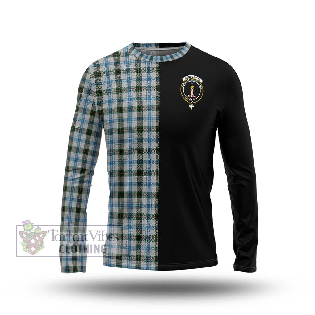 Henderson Dress Tartan Long Sleeve T-Shirt with Family Crest and Half Of Me Style Unisex - Tartanvibesclothing Shop