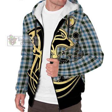 Henderson Dress Tartan Sherpa Hoodie with Family Crest Celtic Wolf Style