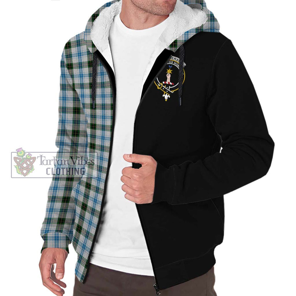 Henderson Dress Tartan Sherpa Hoodie with Family Crest and Half Of Me Style Unisex S - Tartanvibesclothing Shop