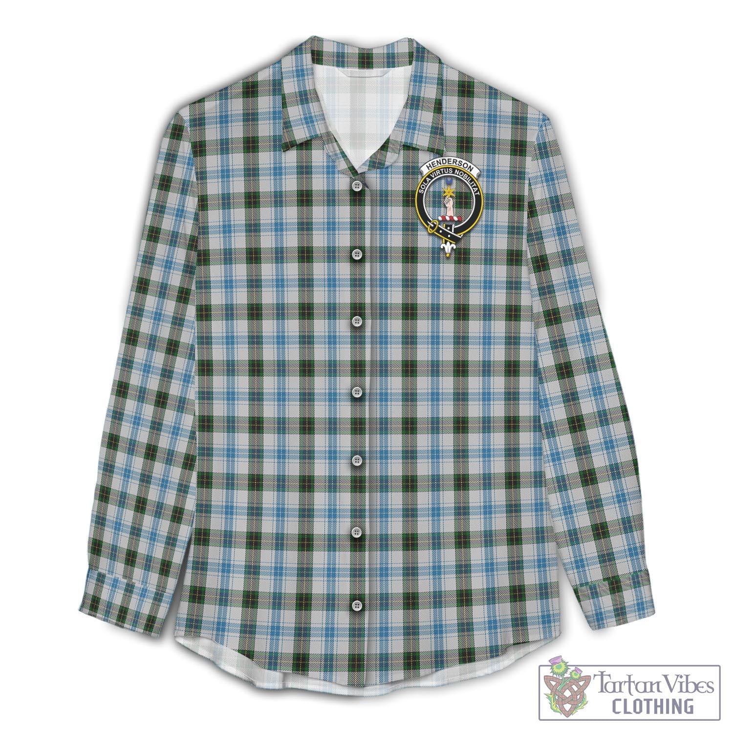 Tartan Vibes Clothing Henderson Dress Tartan Womens Casual Shirt with Family Crest