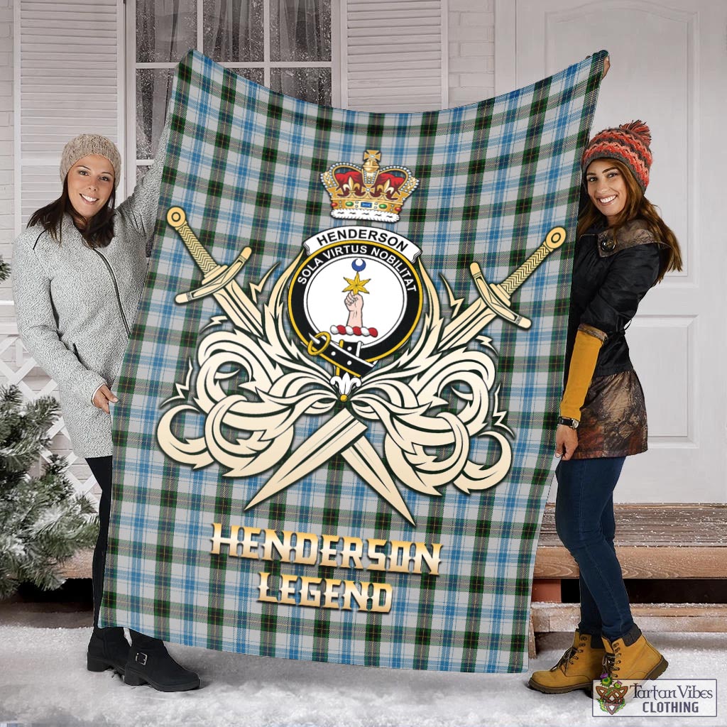 Tartan Vibes Clothing Henderson Dress Tartan Blanket with Clan Crest and the Golden Sword of Courageous Legacy