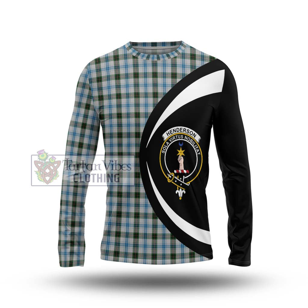 Henderson Dress Tartan Long Sleeve T-Shirt with Family Crest Circle Style Unisex - Tartan Vibes Clothing