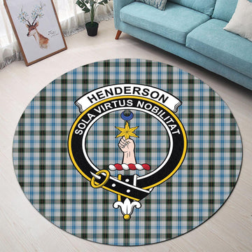 Henderson Dress Tartan Round Rug with Family Crest