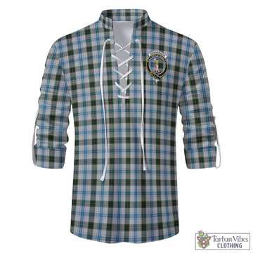 Henderson Dress Tartan Men's Scottish Traditional Jacobite Ghillie Kilt Shirt with Family Crest