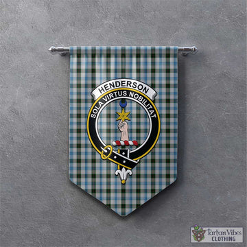 Henderson Dress Tartan Gonfalon, Tartan Banner with Family Crest