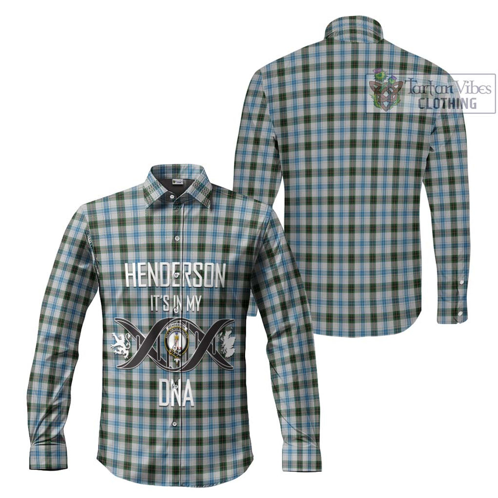 Henderson Dress Tartan Long Sleeve Button Shirt with Family Crest DNA In Me Style Men's Shirt - Tartanvibesclothing Shop