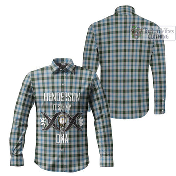 Henderson Dress Tartan Long Sleeve Button Shirt with Family Crest DNA In Me Style